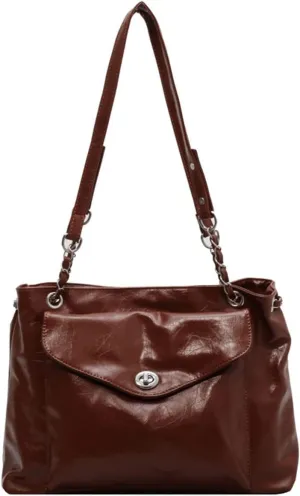 Shoulder Bag for Women PU Leather Tote Two Shoulder Straps Purse Chain Crossbody Bag Large Hobo Bag Fashion Handbag