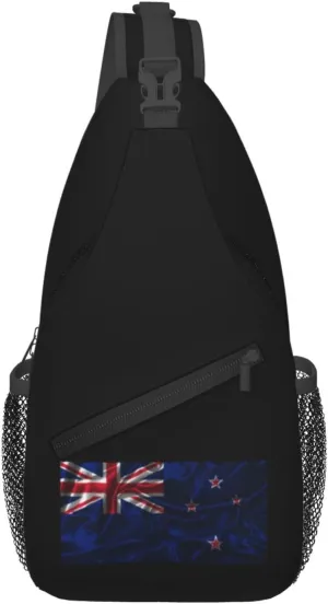 Silk Style Flag Of New Zealand Crossbody Bags For Women Men Chest Backpack Gym Shoulder Bag Travel Outdoor Sports Casual Crossbody Bags