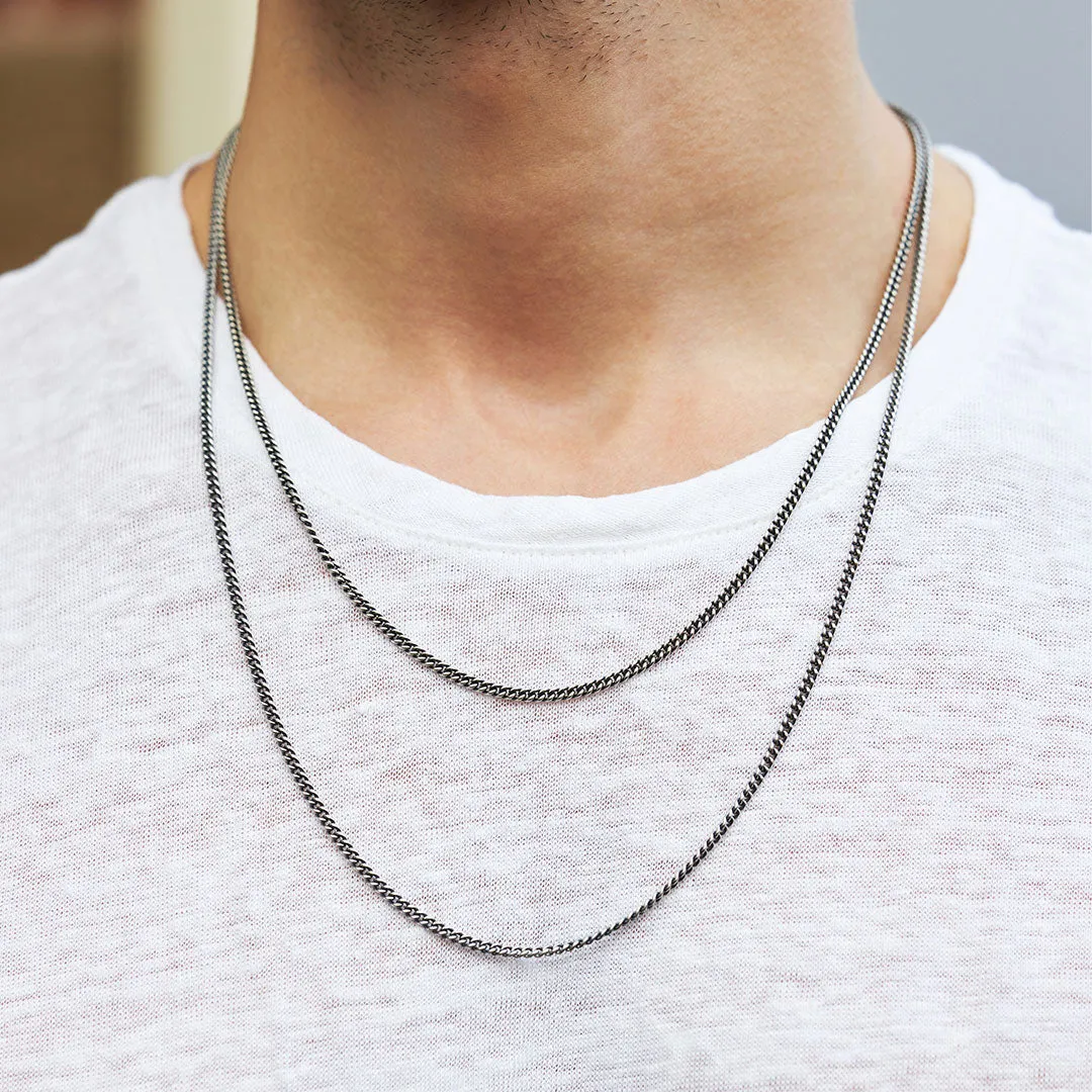 Silver Adjustable Oxidized Chain
