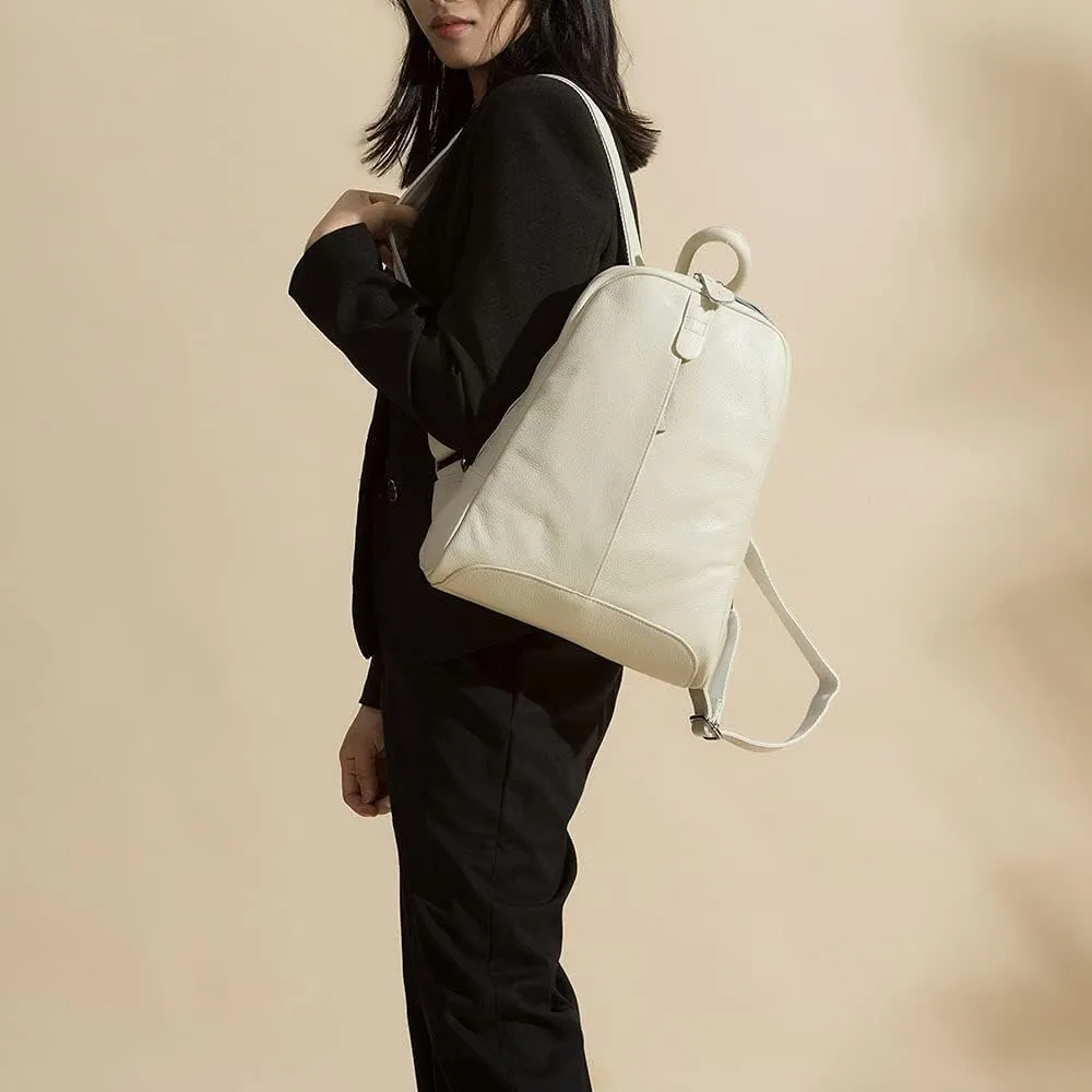 Simple Genuine Leather Backpack Women Laptop Casual Knapsack Ladies Travel Bag