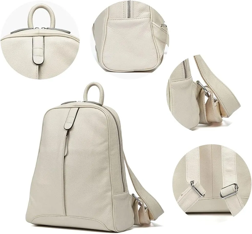Simple Genuine Leather Backpack Women Laptop Casual Knapsack Ladies Travel Bag