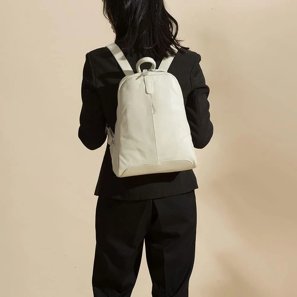 Simple Genuine Leather Backpack Women Laptop Casual Knapsack Ladies Travel Bag