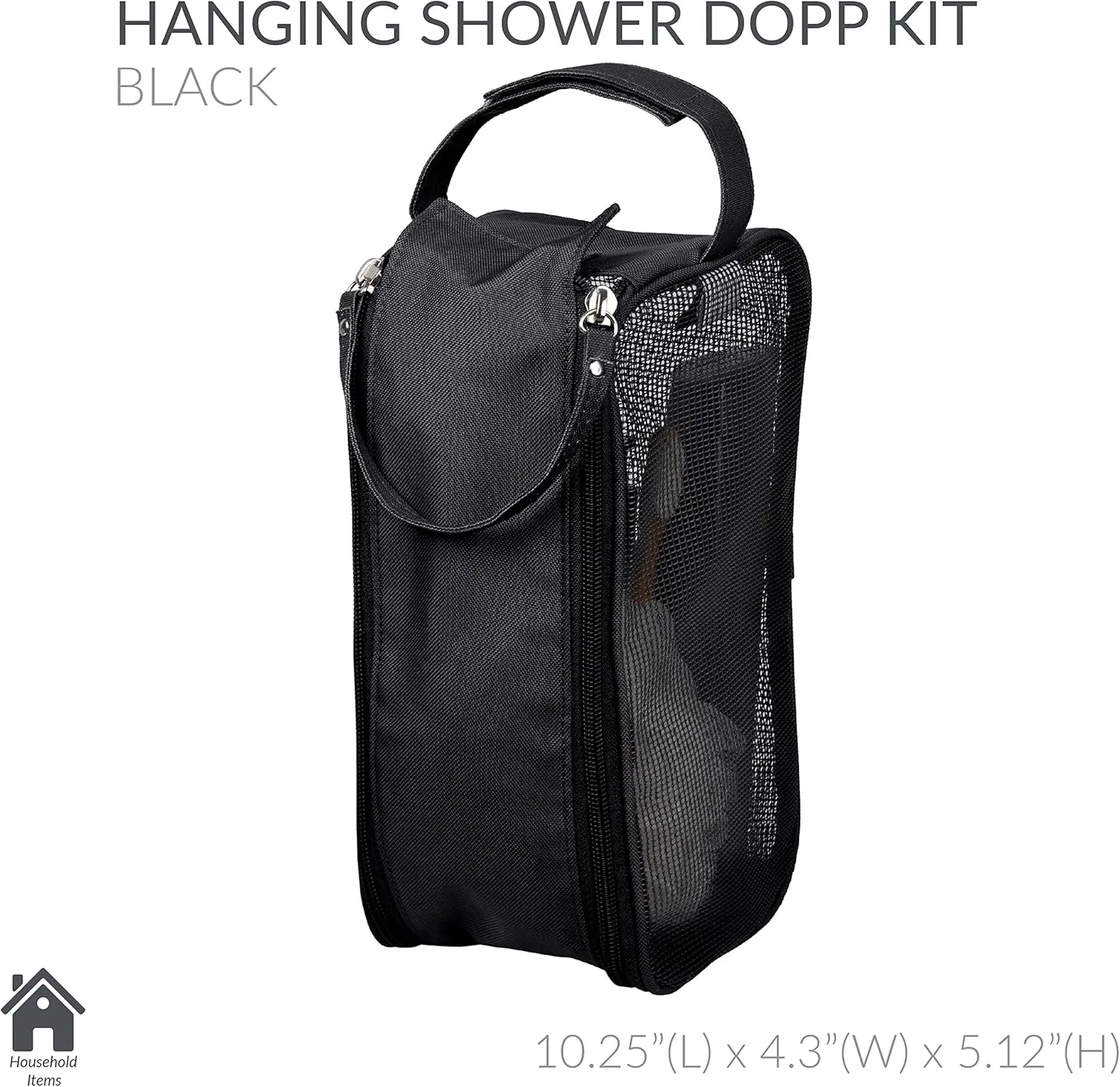 Simplify Hanging Mesh Toiletry Bag | Travel Organizer | Perfect for Dorm | Gym | Back to School | Shampoo | Shower Accessories | Black