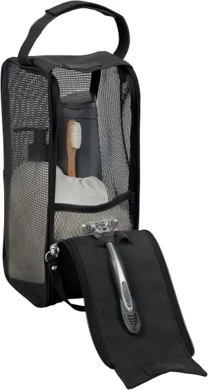 Simplify Hanging Mesh Toiletry Bag | Travel Organizer | Perfect for Dorm | Gym | Back to School | Shampoo | Shower Accessories | Black