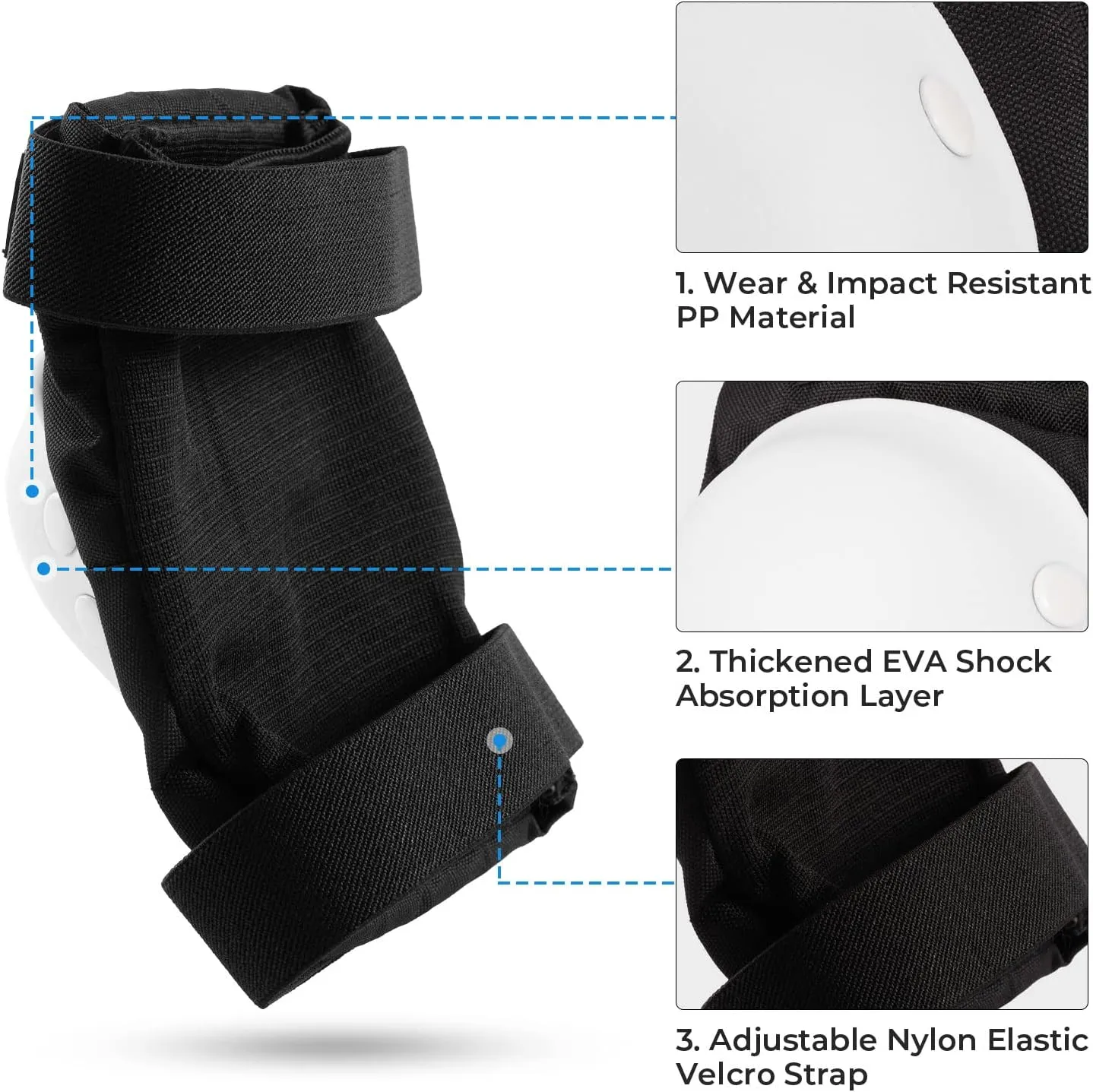 SKT HP Protective Gear for Adults, Knee Pads Elbow Pads Wrist Guards for Inline Skating Biking Skateboarding