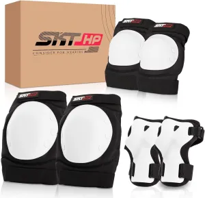 SKT HP Protective Gear for Adults, Knee Pads Elbow Pads Wrist Guards for Inline Skating Biking Skateboarding