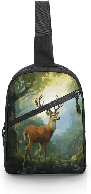 Sling Bag for Women Men Deer Forest Crossbody Bag Casual Daypack Backpack Shoulder Chest Bag Fashion Waist Pack Water Resistant Fanny Pack Crossbody Shoulder Bag