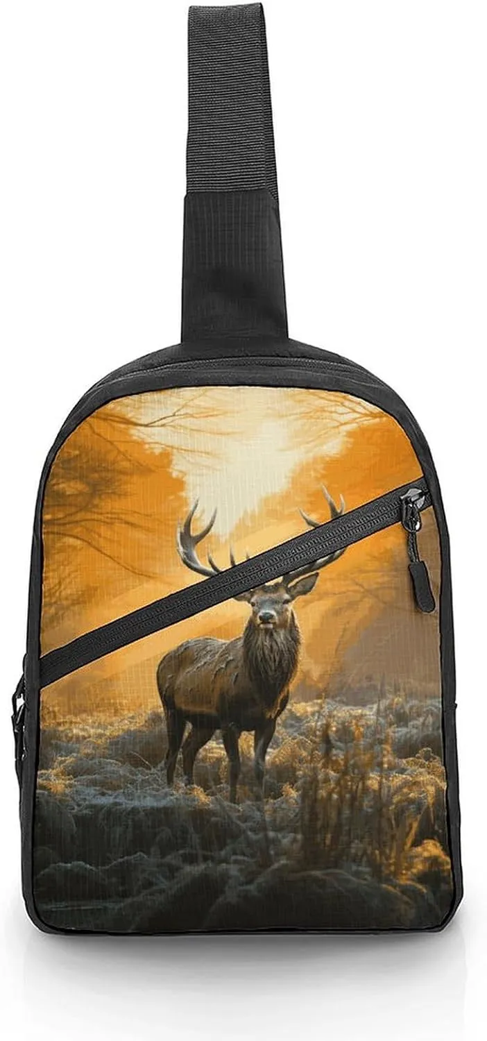 Sling Bag for Women Men Deer in Forest Crossbody Bag Casual Daypack Backpack Shoulder Chest Bag Fashion Waist Pack Water Resistant Fanny Pack Crossbody Shoulder Bag