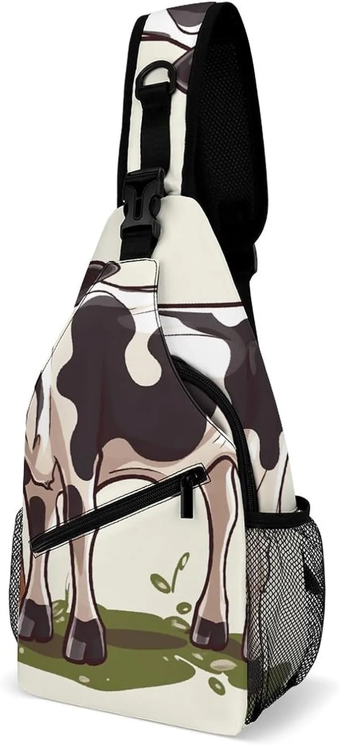 Sling Bag,Dairy Cow Print Chest Bag