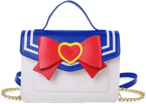 Small Crossbody Bag Bow Handbags Wallet Purse Anime Cosplay Shoulder Bag Messenger Satchel Tote for Women Girls (Blue)
