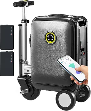 Smart Electric Luggage, Lightweight Rideable Suitcase, Scooter Luggage for Adults, Load 110Kg/Charging Time: 2h, One-button Telescopic  3 Speed Adjustment, for Business Trip/Travel,Black