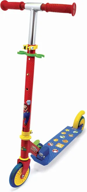 SMOBY - Super Mario Patinette 2 roues Pliable - Strucure métale - Guidon réglable