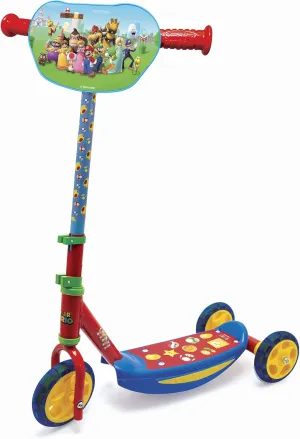 SMOBY - Super Mario - Patinette 3 roues silencieuses - Strucure métale - Petite trottinette avec guidon réglable