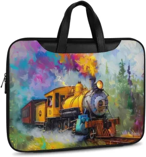Smoke Steam Train Painting Laptop Sleeve Bag Protective Case Handbag With Shoulder Strap for Computer 10-17 Inch