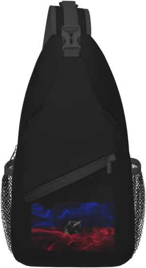 Smoke Style Flag Of Haiti Crossbody Bags For Women Men Chest Backpack Gym Shoulder Bag Travel Outdoor Sports Casual Crossbody Bags