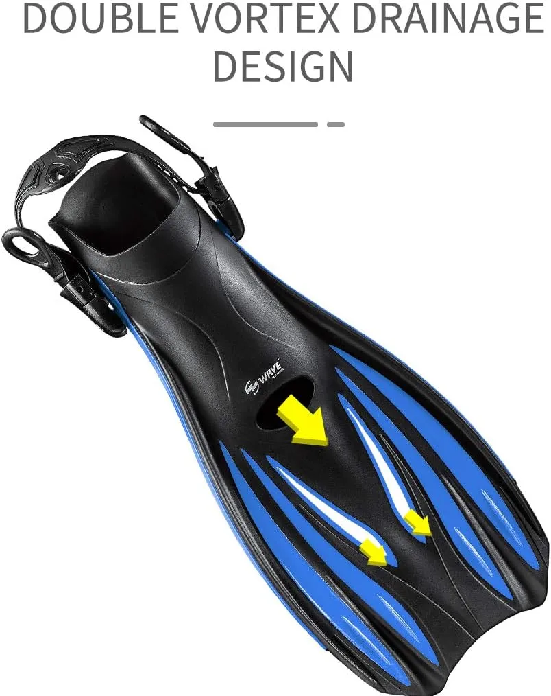 Snorkel Fins, Diving Fins Swim Fins Short Swim Flippers for Training Adjustable Buckles Open Heel Scuba Diving Fins Travel Size for Men Women Kids Adult