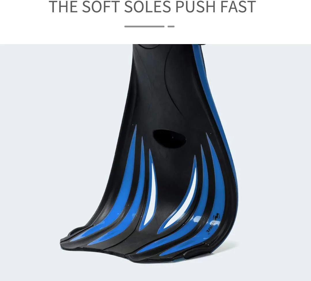 Snorkel Fins, Diving Fins Swim Fins Short Swim Flippers for Training Adjustable Buckles Open Heel Scuba Diving Fins Travel Size for Men Women Kids Adult