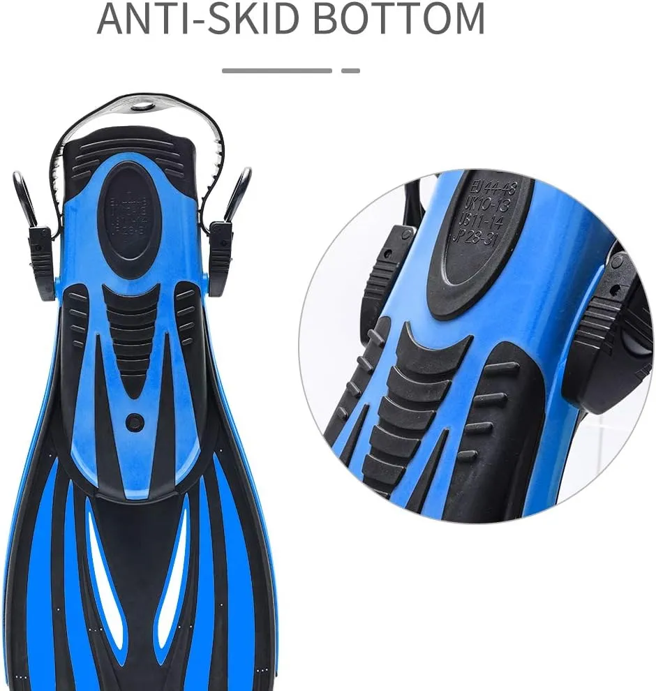 Snorkel Fins, Diving Fins Swim Fins Short Swim Flippers for Training Adjustable Buckles Open Heel Scuba Diving Fins Travel Size for Men Women Kids Adult