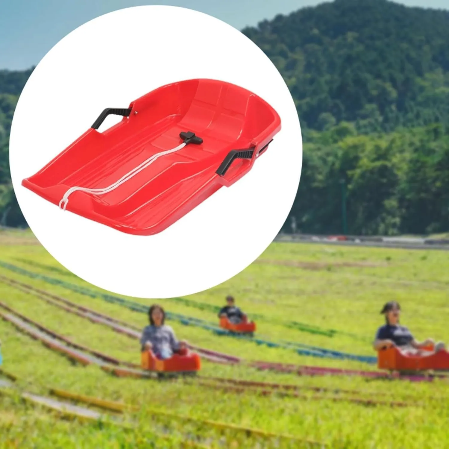 Snow Sled for Child Ski Board Toboggan Sleigh Downhill Sledding Snow Skiing with Rope Handles Snow Scooter Grass Sand Slider