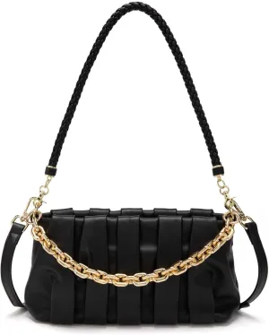 Soft Leather Trendy Crossbody Tote Handbag Gold Chain Clutch Pouch Bag Shoulder Dumpling Purse for Women