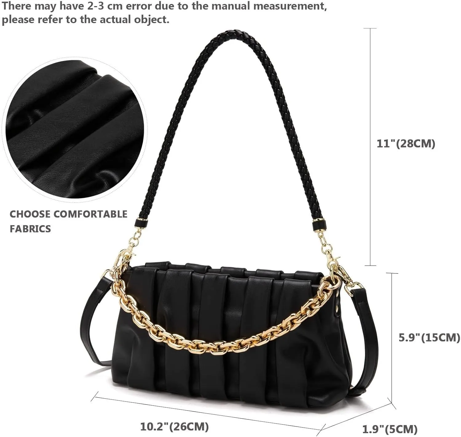 Soft Leather Trendy Crossbody Tote Handbag Gold Chain Clutch Pouch Bag Shoulder Dumpling Purse for Women
