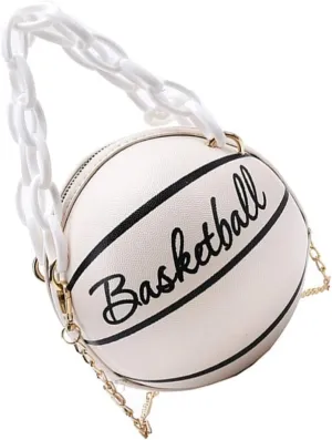 SOIMISS Basketball Shape Crossbody Bag Purse Trendy Chain Zipper Pouch Fashionable Shoulder Bag for Dating Camping Work
