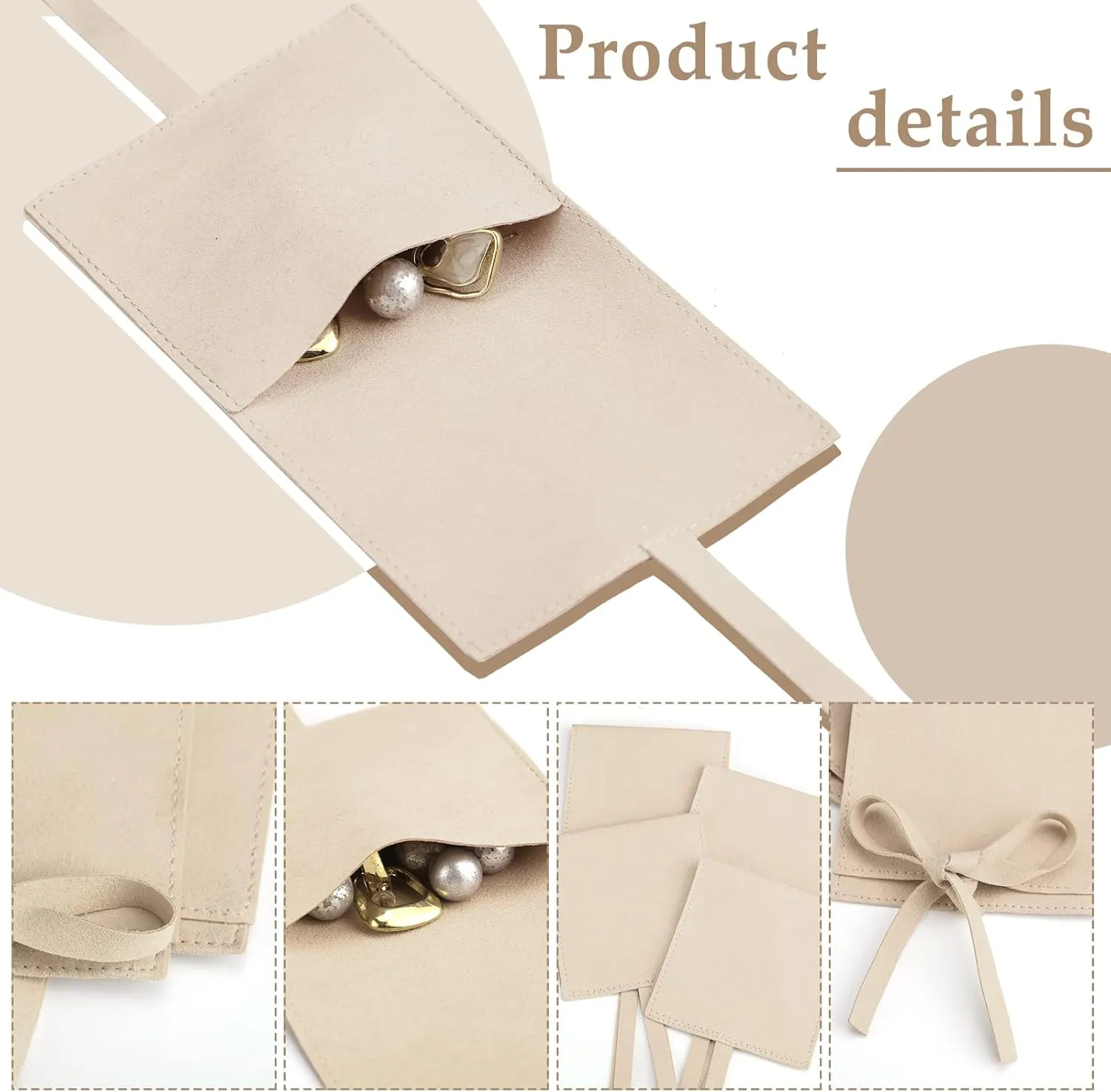 Sotiff 80 Pcs Microfiber Jewelry Pouch 8x8 cm Jewelry Packaging Bag Luxury Small Gift Bag for Small Business Envelope Style Bracelet Packaging Bow Tie Microfiber Pouch with Strings Divider(4 Colors)