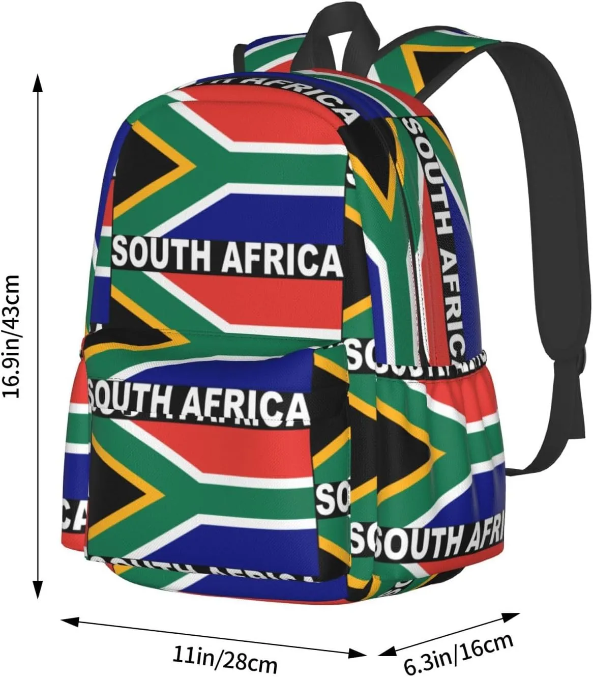 South Africa Flag Casual Backpack Large Capacity Travel Backpacks Laptop Daypack Commuter Rucksack Adjustable Strap Sports Bags for Hiking Biking