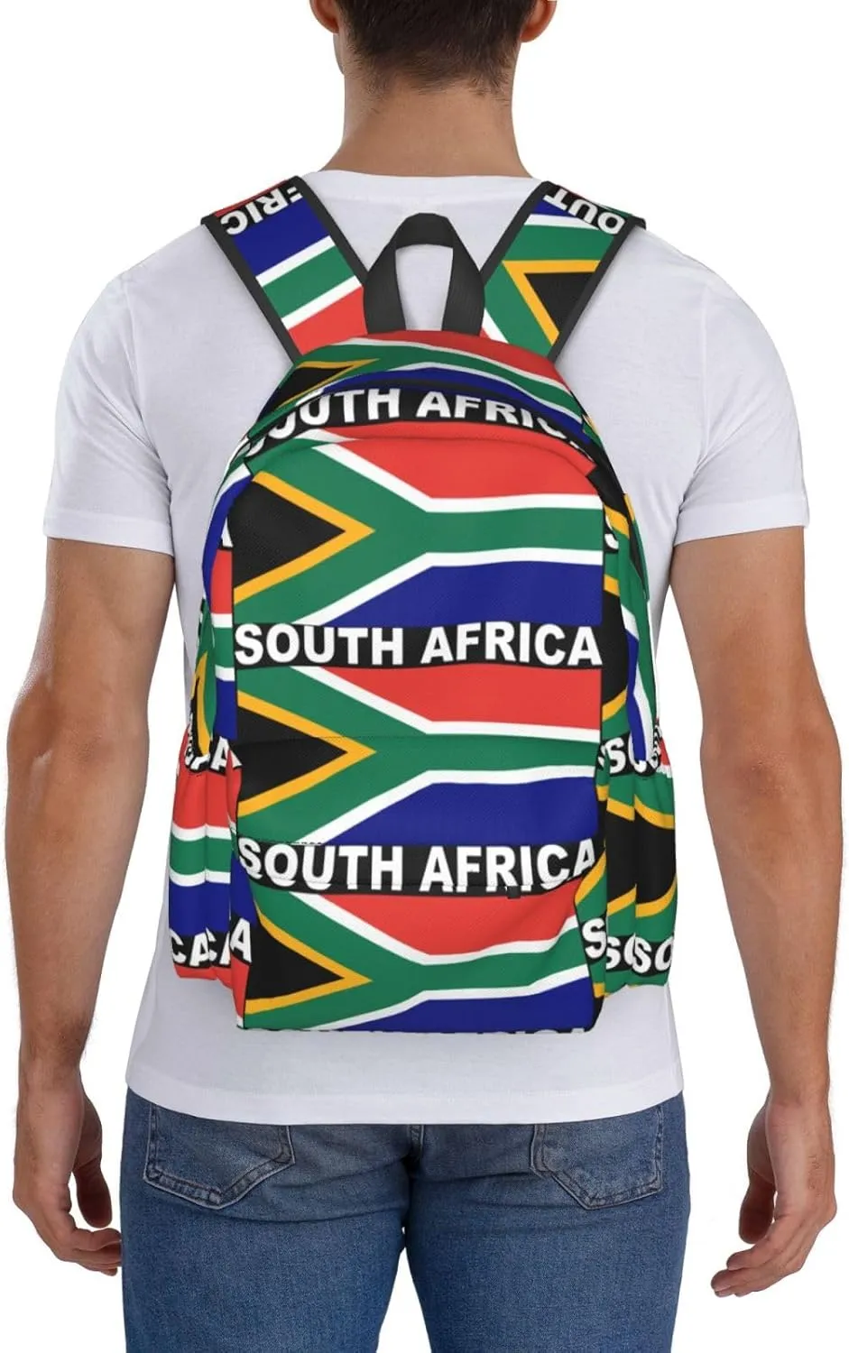 South Africa Flag Casual Backpack Large Capacity Travel Backpacks Laptop Daypack Commuter Rucksack Adjustable Strap Sports Bags for Hiking Biking
