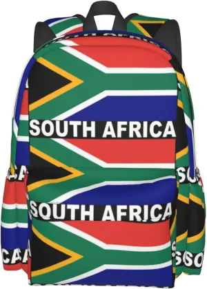 South Africa Flag Casual Backpack Large Capacity Travel Backpacks Laptop Daypack Commuter Rucksack Adjustable Strap Sports Bags for Hiking Biking