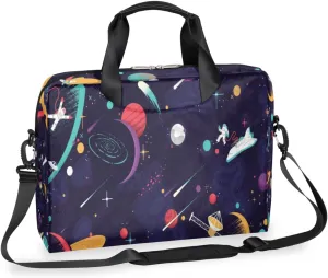 Space Planet Astronaut Laptop Bag 16 Inch with Shoulder Straps & Handle Water-Resistant Durable Messenger Bag for Men Women Business Office Travel Gifts