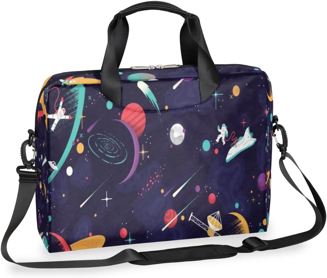 Space Planet Astronaut Laptop Bag 16 Inch with Shoulder Straps & Handle Water-Resistant Durable Messenger Bag for Men Women Business Office Travel Gifts