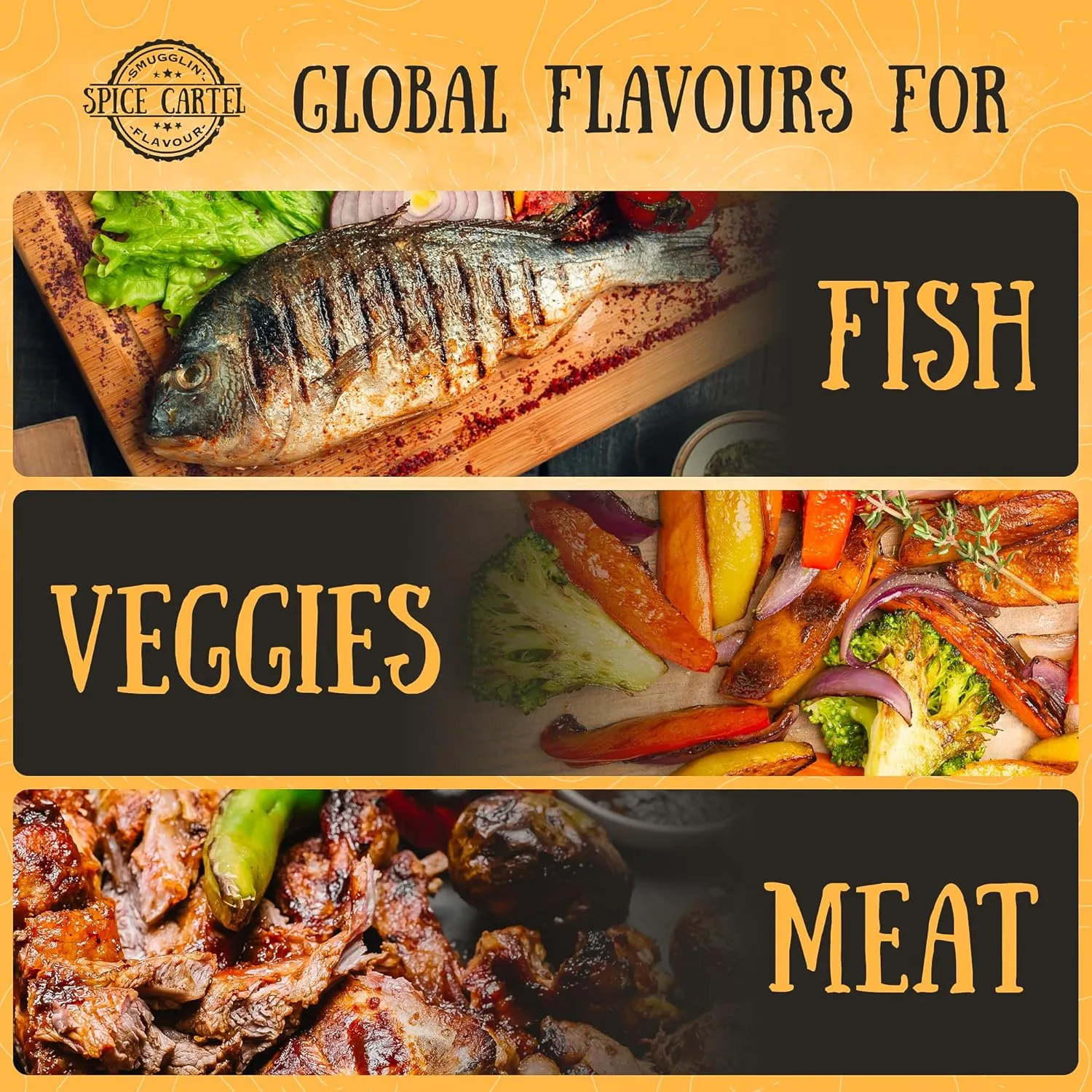 Spice Cartel's Asian Street Food Collection of Artisanal Herb & Spice Blends from Across Asia. Hand Made Grilling Gifts For Dad From The UK. 4 * 35g Resealable Pouches.