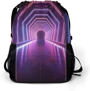 Sports Belt Pocket (dry And Wet Separation), Neon Lights Tunnel Print Gym Bag Durable And Convenient for Travel,gym,work, 45.5x41.5x36cm