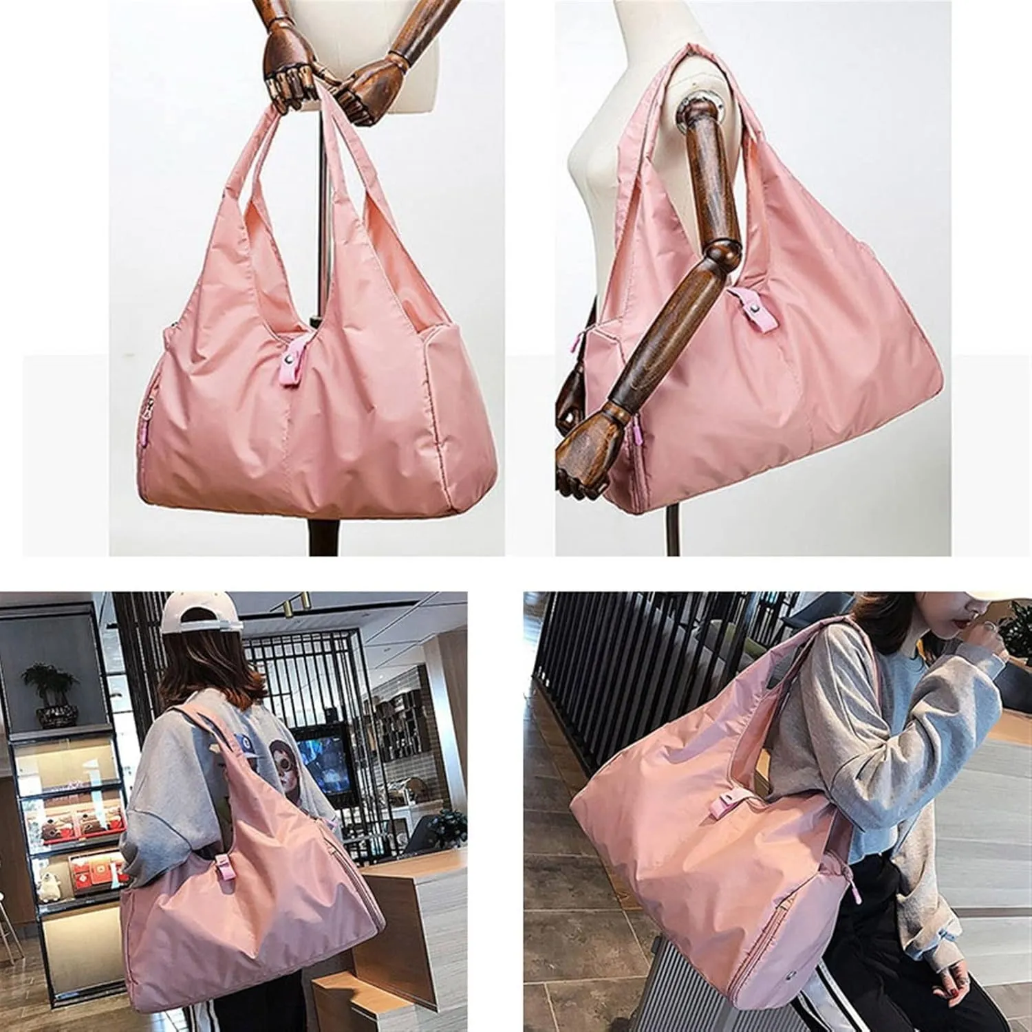 Sports Duffel Bags Scione Yoga Mat Bag Gym Fitness Bags for Women Men Training Sac De Sport Travel Gymtas Nylon Outdoor Sports Tas Sporttas(Sweet Pink)