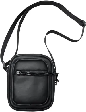 Square Mini Crossbody Bag with Chain for Men Travel Shoulder Waist Pouch Office Messenger Bag for Cell Phone (Black)