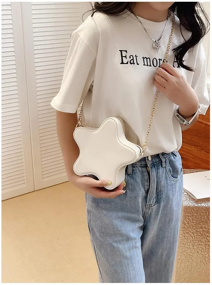 Star Shaped Crossbody Bag Cute Girls Star Shoulder Messenger Purse Kawaii Evening Clutch Bag with Chain Strap