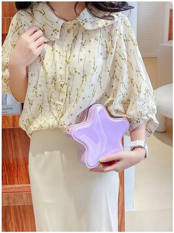 Star Shaped Crossbody Bag Cute Girls Star Shoulder Messenger Purse Kawaii Evening Clutch Bag with Chain Strap