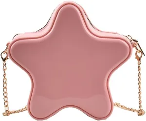 Star Shaped Crossbody Bag Cute Girls Star Shoulder Messenger Purse Kawaii Evening Clutch Bag with Chain Strap