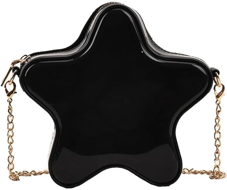 Star Shaped Crossbody Bag Cute Girls Star Shoulder Messenger Purse Kawaii Evening Clutch Bag with Chain Strap