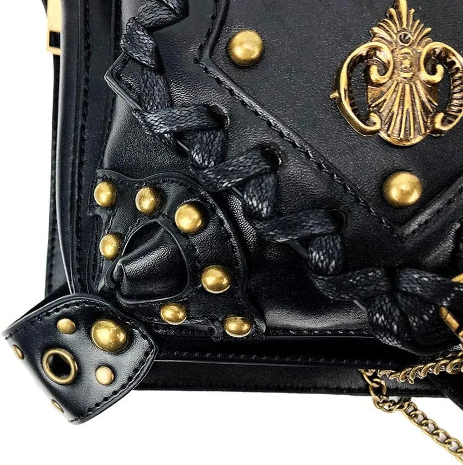 Steampunk Crossbody Shoulder Bag Messenger Gothic Waist Fanny Pack Chain Drop Leg Hip Holster Belt Purse Pouch