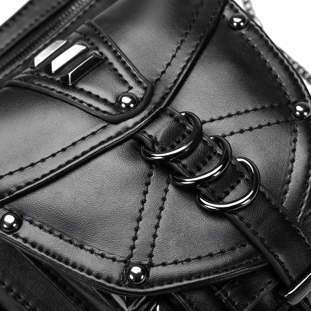 Steampunk Crossbody Shoulder Bag Messenger Gothic Waist Fanny Pack Chain Drop Leg Hip Holster Belt Purse Pouch