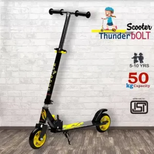 Steel Frame Large Foldable & Height Adjustable Handle Scooter (Yellow, Black)