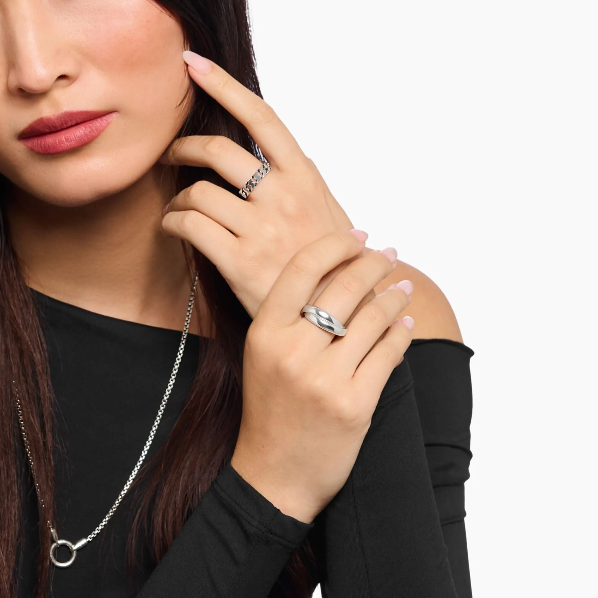 Sterling Silver Chain Link Ring TR2496-637-21