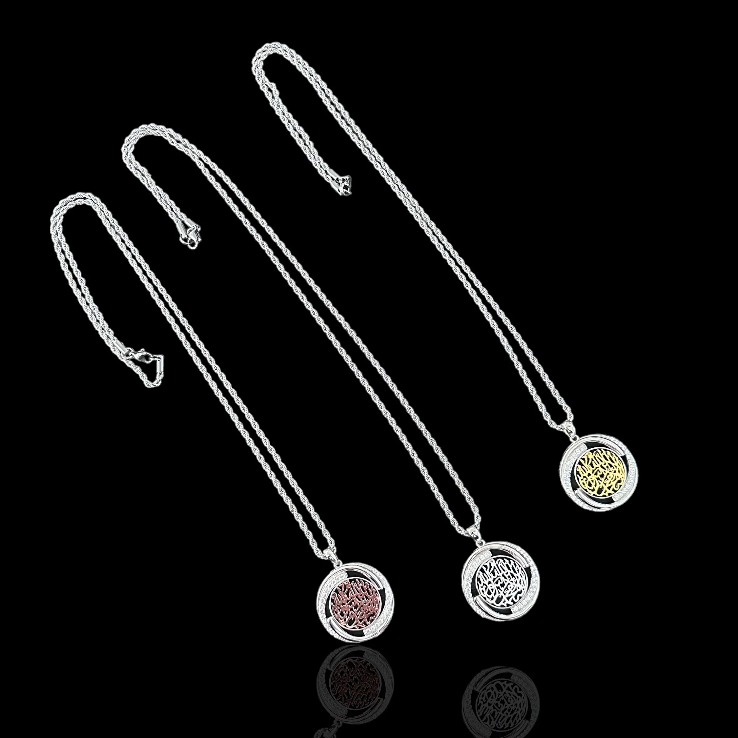 Sterling Silver CZ Shahada Pendant Necklace