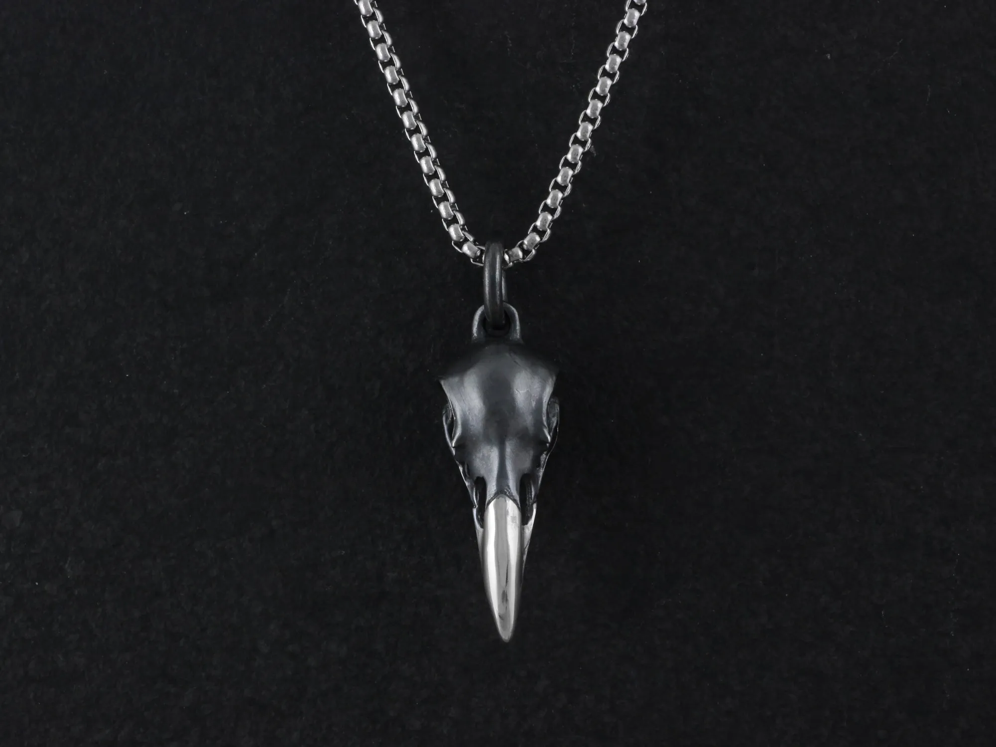 Sterling Silver Raven Skull Necklace
