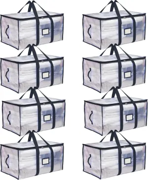 Storage and Moving Bags - Heavy Duty, Dust Protection and Water Resistant, Durable Zipper Closure and Sturdy Handles Best Moving Boxes Alternative (Black, 8 Pack)