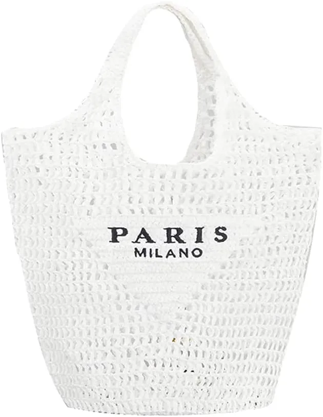 Straw Mesh Tote Bag for Women 2023 New Mesh Hollow Woven Beach Bag Large Travel Shoulder Handbags Hobo Bag