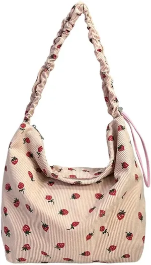 Strawberry Shoulder Bag for Women Cute Tote Purse Messenger Bag Large Capacity Tote Handbag Strawberry Purse Satchel