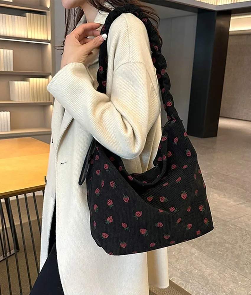 Strawberry Shoulder Bag for Women Cute Tote Purse Messenger Bag Large Capacity Tote Handbag Strawberry Purse Satchel